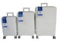 SMTE - White Polypropylene 3 Piece Spinner Luggage Set Hard Shell Durable
