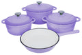 SMTE - Authentic - 7 Piece New Design Dutch Pot Cookware Sets Cast Iron - Purple