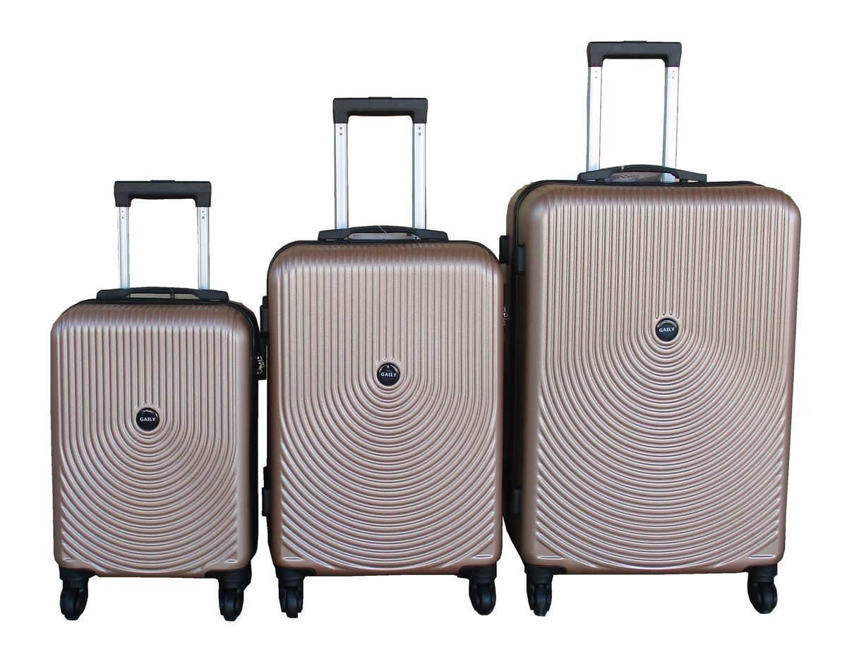 SMTE - 3Piece ABS Luggage SetRibbed Hard Shell Spinner WheelsTelescoping Handles