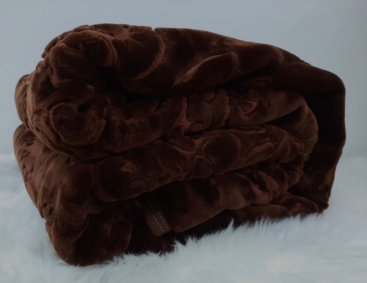 SMTE - New Double Size Blanket - One-Ply - Warm And Soft with IYWA Tieback - Coffee