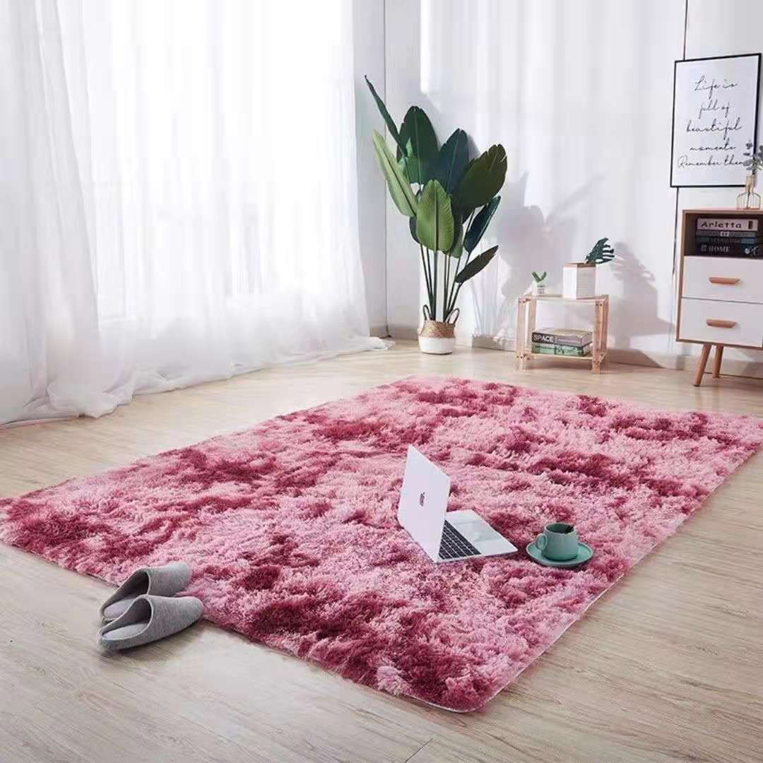 SMTE - Three 200 x 150 Tone Red Fluffy Carpet - Shaggy & Foldable Rug Red