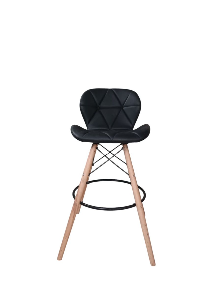 SMTE -  658Black Padded Bar ChairWooden Legs