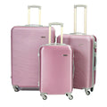 SMTE - Pink Metallic 3Piece ABS Luggage SetSpinner Wheels/Secure Lock