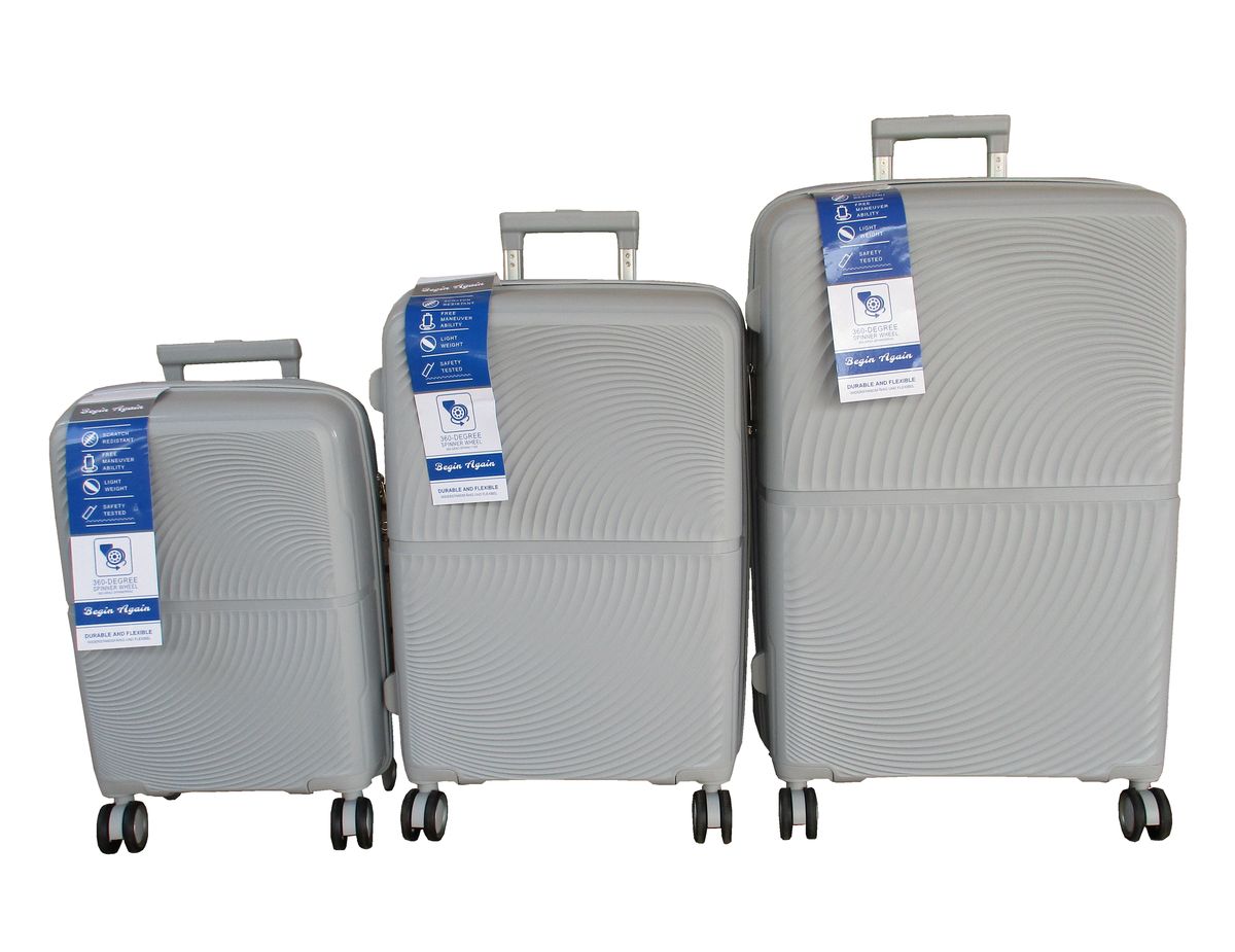 SMTE - Unbreakable Travel Luggage 3 Piece Suitcases SpinnerSilver