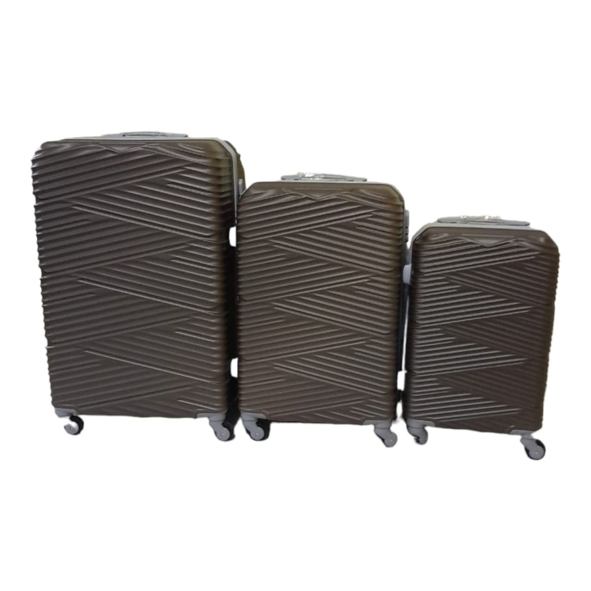 SMTE - Quad Wheel Quality Travel Ware - 3 Piece Luggage Set - S-7-W - Dark Brown