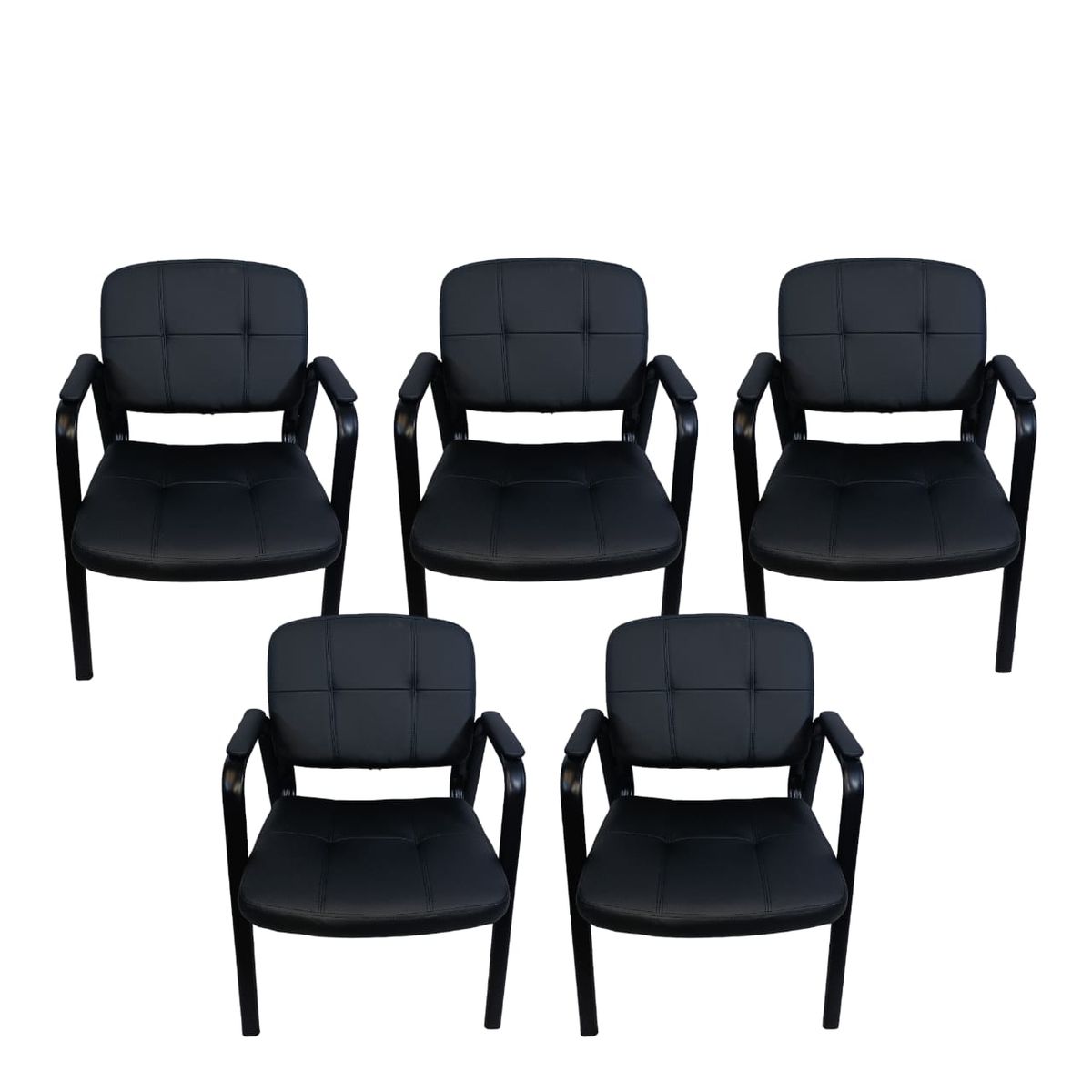 SMTE - Leather Office Chair set of 5Black