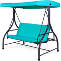 SMTE - Tangkula 3 Seats Converting Patio SwingTurquoise