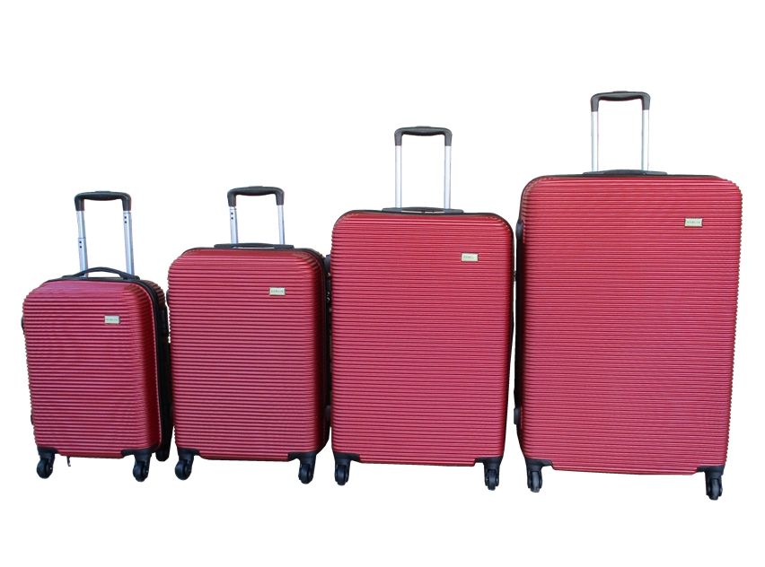 SMTE - 4Piece Red ABS Luggage Set with Spinner Wheels and TSA Locks