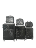 SMTE - Blue Star 3 Piece Luggage Set with 3 Piece Cosmetic BagsBlack