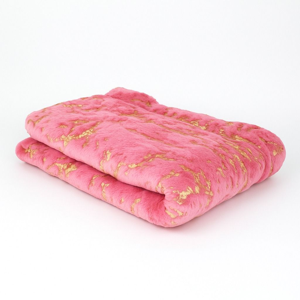 SMTE - FLEECEX Metallic Marble Plush Fleece Blanket & Throw180 x 200 cmPink