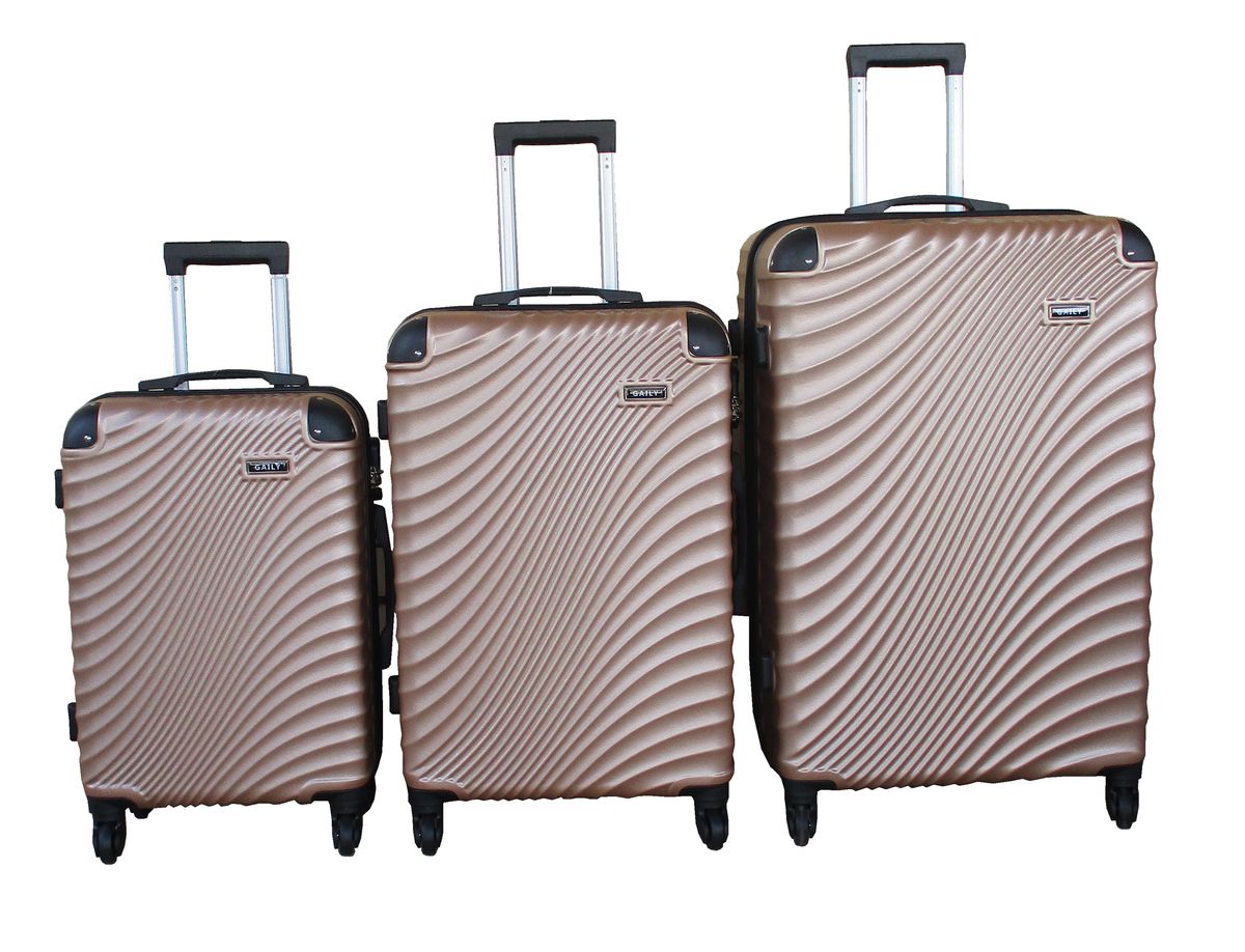 SMTE - GAILY 3Piece ABS HardShell Spinner Luggage SetMetallic Gold Finish