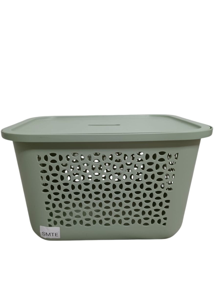 SMTE - Green 20L Storage Basket with Lid