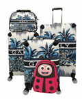 SMTE - Gaily 4Piece Tropical Print Luggage Set + Kids Ladybug Travel Backpack
