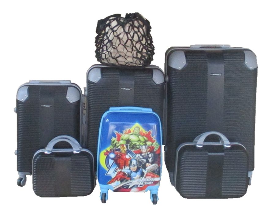 SMTE - 5Piece ABS Luggage Set with Avengers Kids Case and a Ladies' Handbag