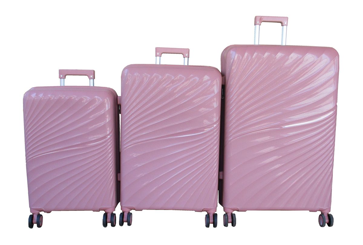 SMTE - Unbreakable Elegant Pink PP Trolley Luggage Set, 3Piece HardShell & Lock