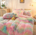 SMTE -  5 Piece Fluffy Comforter- Queen - Rainbow
