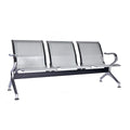 SMTE - Steel Bench Chrome 3 Seater Office Visitor Chair Waiting Area Reception Chairs - Light Grey