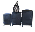 SMTE - Black 3Piece ABS Trolley Case Set with Small Black Mesh Bag