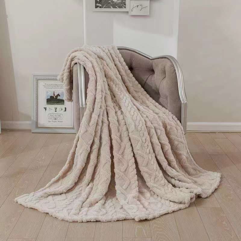 SMTE - Warm Throw Fleece Soft Blankets DoubleLight Brown