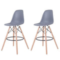 SMTE - Set of 2 Modern Style Chair Counter/Bar Stools - Grey