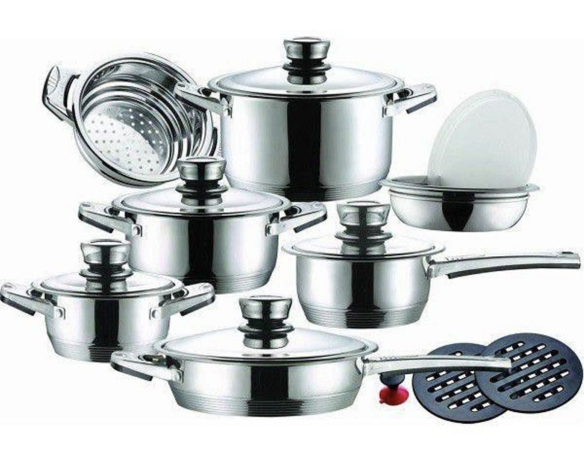 SMTE - IH- Quality 16 Piece German Designed Stainless Steel Cookware Set