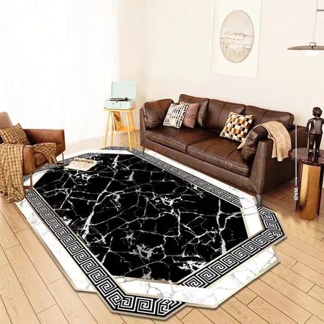 SMTE - Dream world 3D Printed European Style Rug - Black White