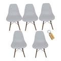 SMTE - Plastic Chair With Wooden Leg Set of 5+  KeychainWhite