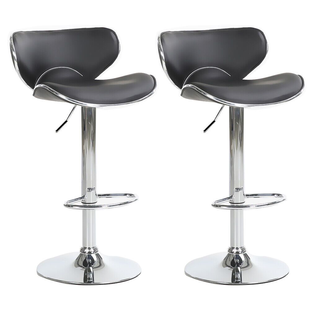 SMTE - Adjustable Height Chairs, Bar Stools - Set of 2 - Black