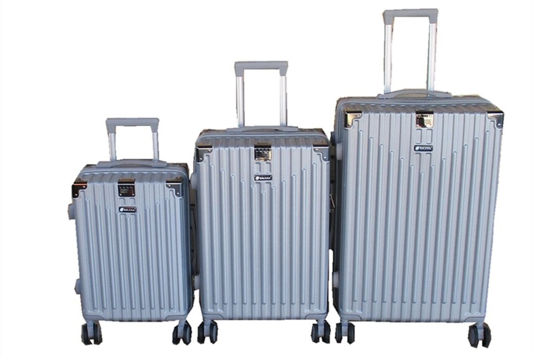 SMTE - Premium 3Piece ABS Luggage SetSpinner Wheels & TSA LockSilver