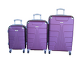 SMTE - Durable ABS 3Piece Luggage SetPurple, Spinner Wheels, BuiltIn Lock