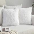 SMTE - White Faux Fluffy Cushion Set