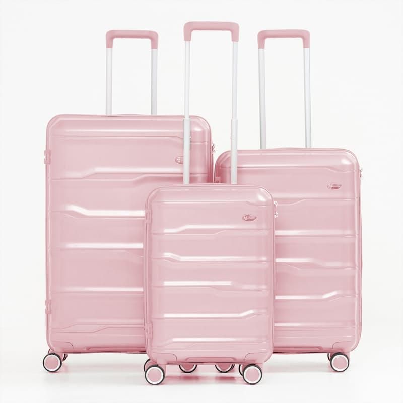 SMTE - Easy Travel Light Weight Unbreakable 3 Piece Suitcase(Luggage)SetPink