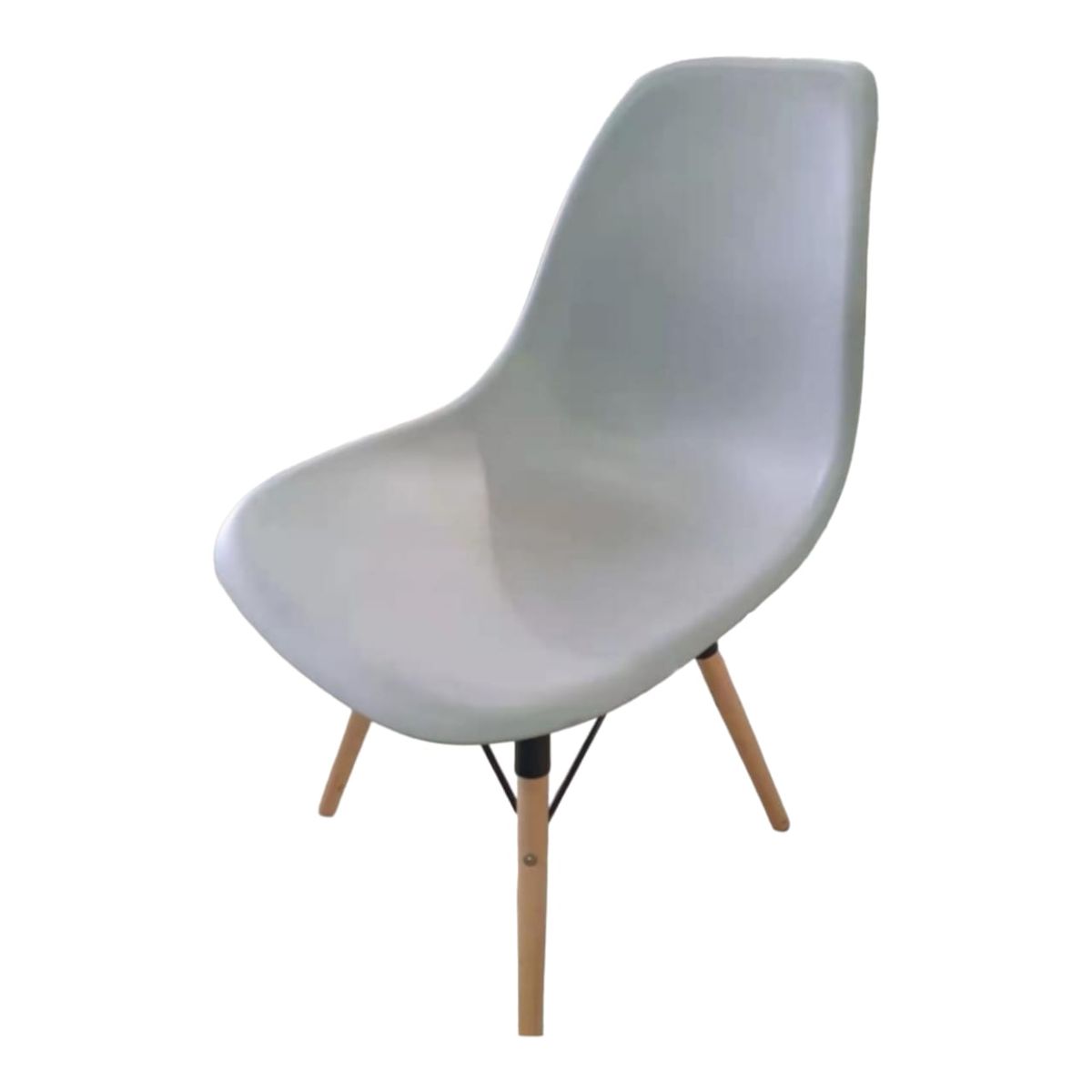 SMTE - Plastic chair with Plastic seat and wooden legsWhite