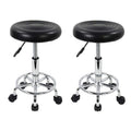 SMTE - Set of 2 Adjustable Rolling Barstools with Wheels - Black