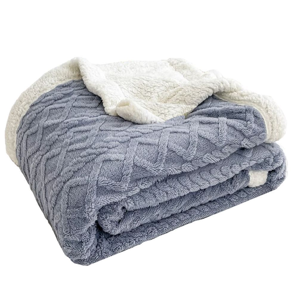 SMTE - Geometric Pattern Woolen Sofa Throw/ BlanketQueen SizeBlue