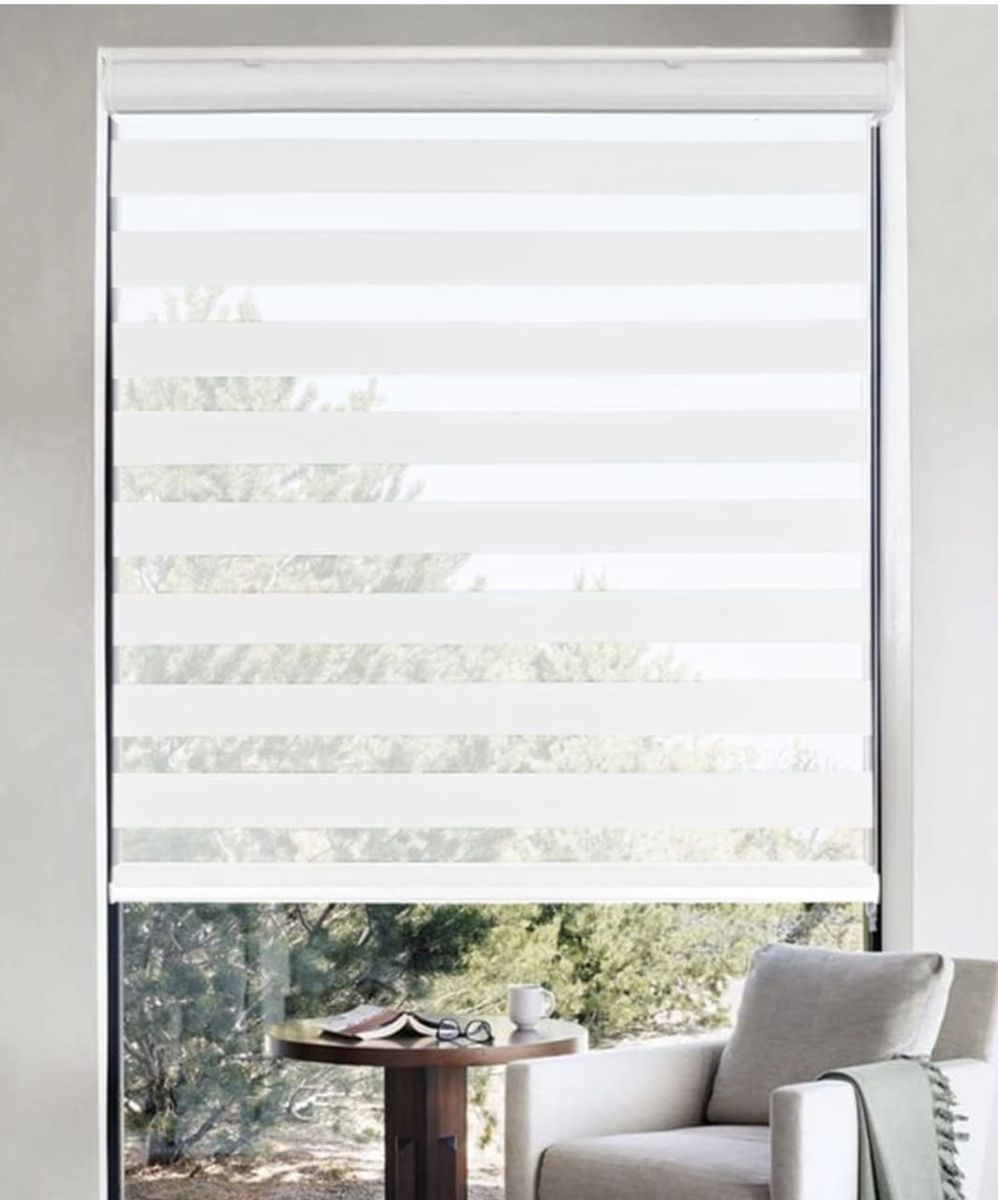 SMTE - Mordern Quality Zebra Roller Blind For Window - F1 - White - 150 cm