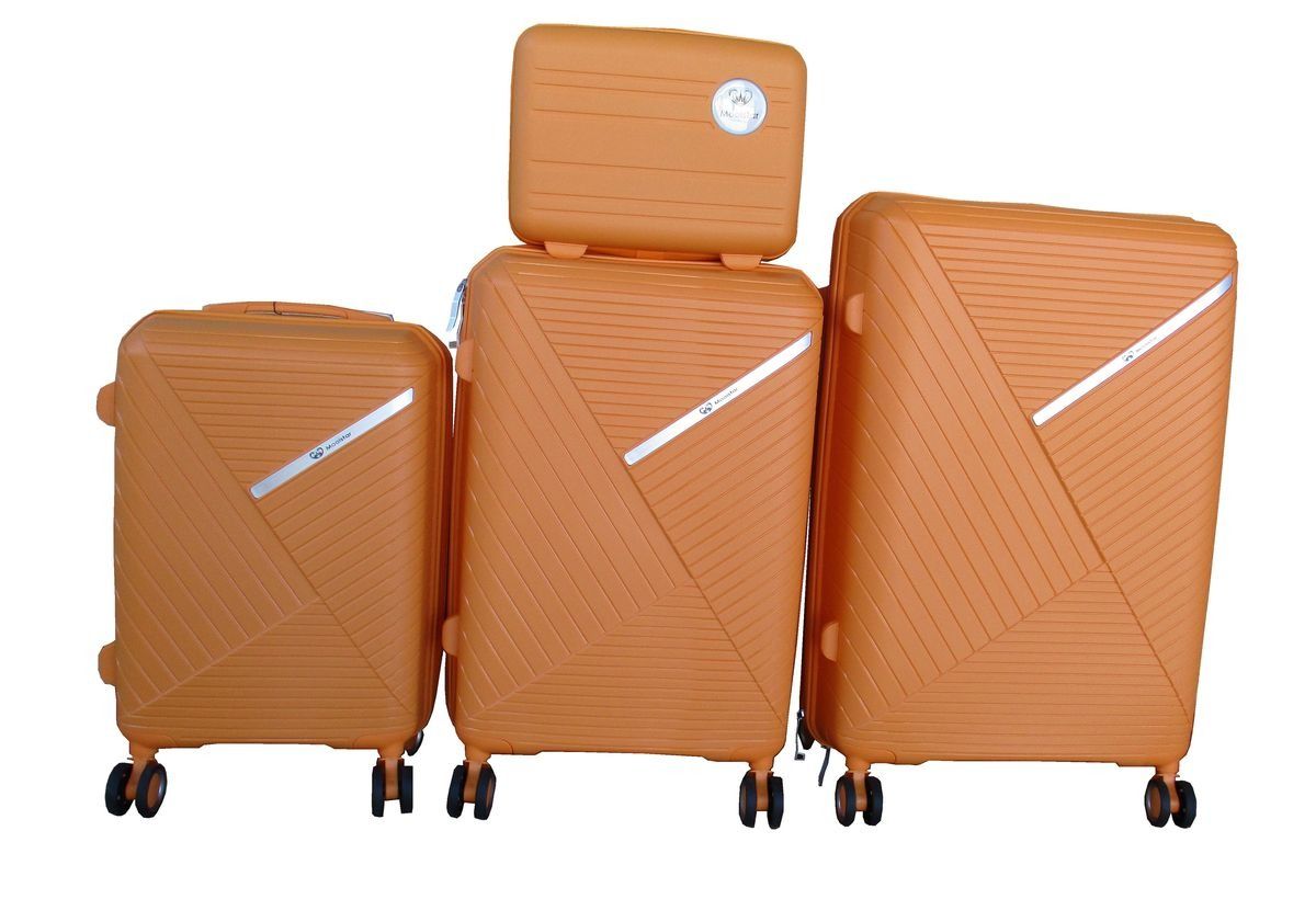 SMTE - Unbreakable Orange 4Piece Hardside Luggage Set Spinner Wheels & TSA Locks