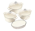 SMTE - Avi - New Design Dutch Pot Cookware Sets Cast Iron - 7 Piece - Cream White
