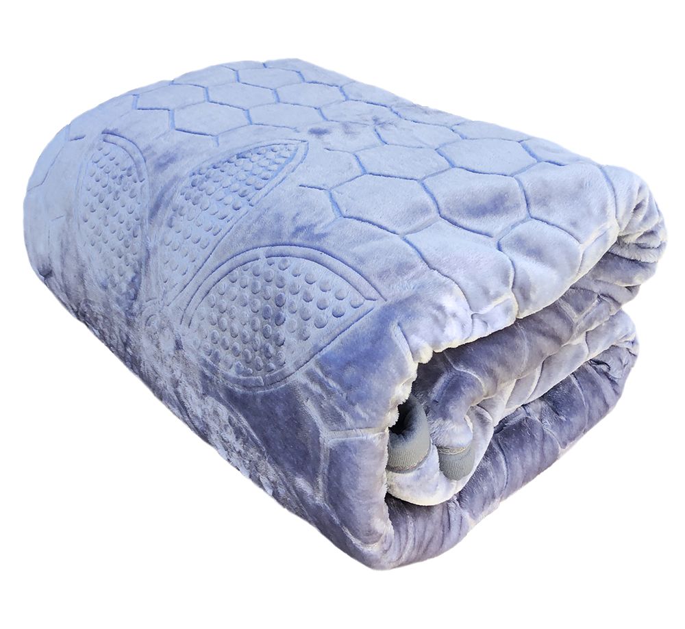 SMTE - Heavy Quality Super Soft Mink & Embossed Blanket - Blue / Grey