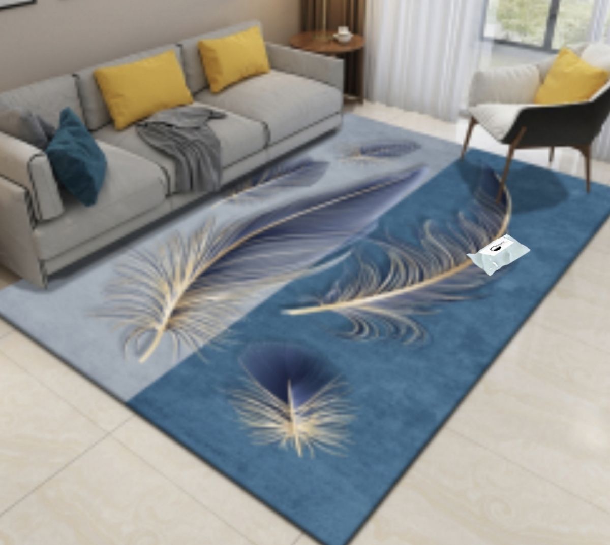 SMTE - Quality Modern 3D Geometric Design Area 31 Rug &  Tieback