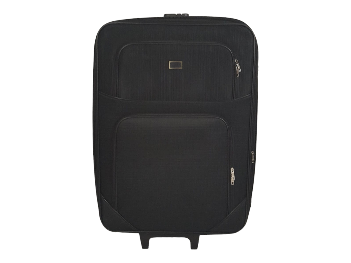 SMTE - Trolley 1 Piece Fabric Travel Luggage Spinner-Black - 68 cm