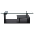 SMTE - Coffee Tables - Tempered Glass Top - Wooden Base - Black