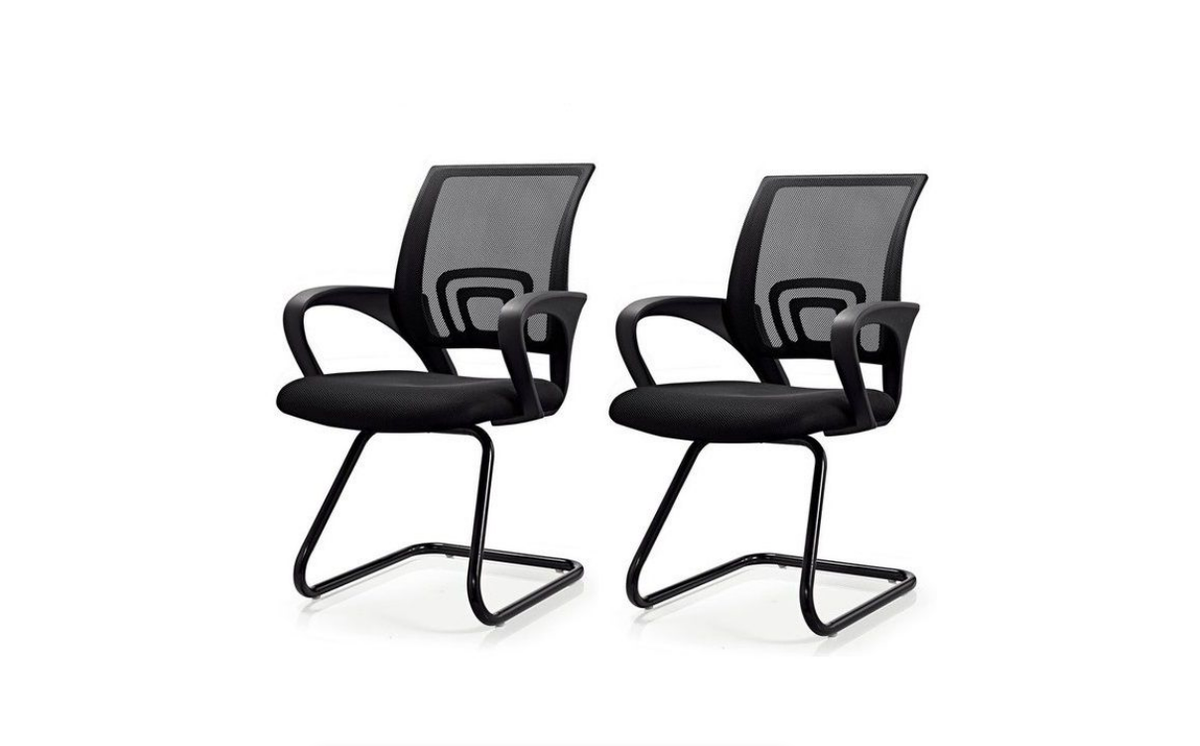 SMTE - Cantilever Chair with Mesh Cover and Floor Protectors - Set of 2