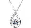 SMTE - Elegant Women's Round Teardrop Moissanite Pendant Necklace