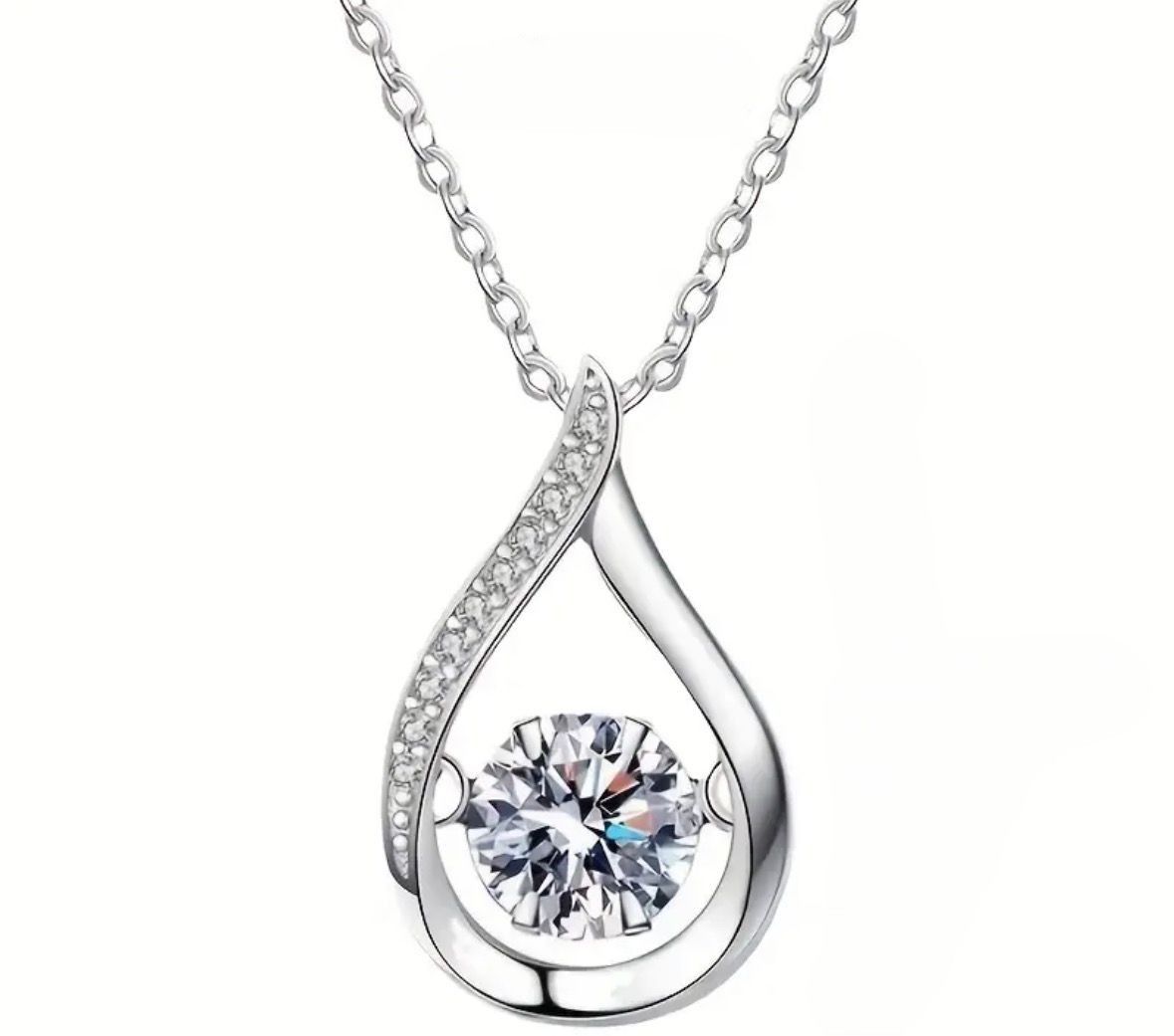 SMTE - Elegant Women's Round Teardrop Moissanite Pendant Necklace