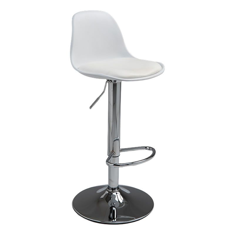 SMTE - Modern Height-Adjustable Bar Stools with Metal Frame - White