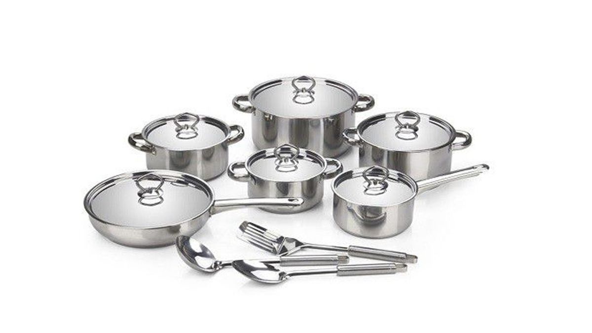 SMTE - 15-Piece Satin Finish Stainless Steel Induction Ready Cookware Set