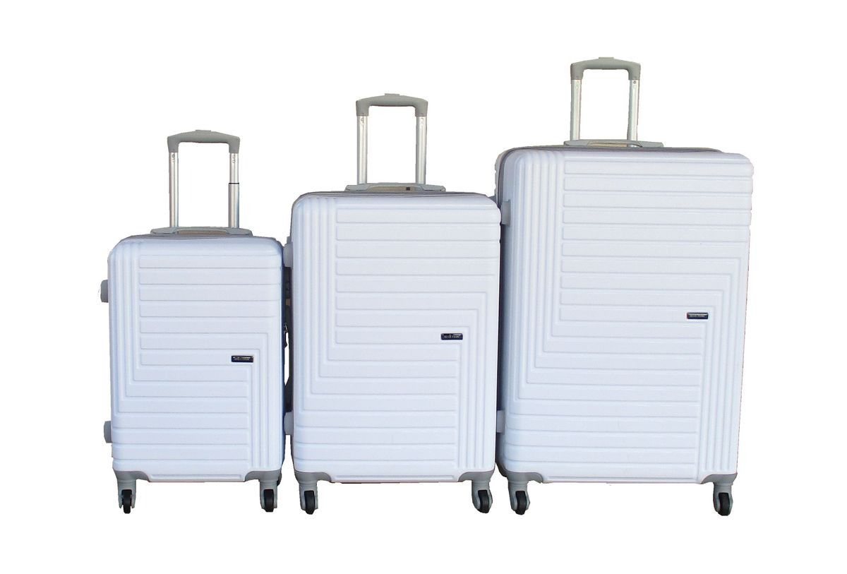SMTE - White ABS Hardshell Luggage Set3Piece, Spinner Wheels, Secure Lock