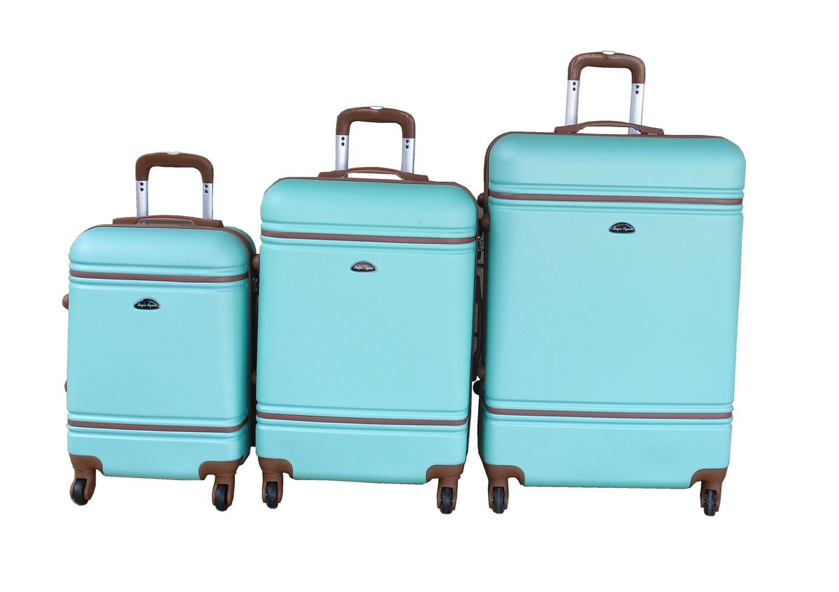 SMTE - Begin Again 3Piece Green ABS Luggage SetHardshell and Combination Lock