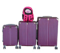 SMTE - Purple 3Piece ABS HardShell Luggage Set + Pink Ladybug Kids Backpack